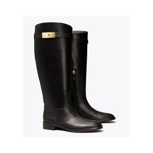 Tory Burch T-HARDWARE RIDING BOOT Black Size 8.5 M